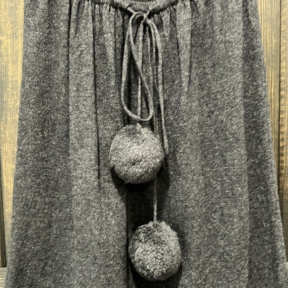 Vintage BCBGMaxAzria Babydoll Sweater Dress M Wool Grey Boho Pom Poms Y2K 90's - Picture 5 of 11